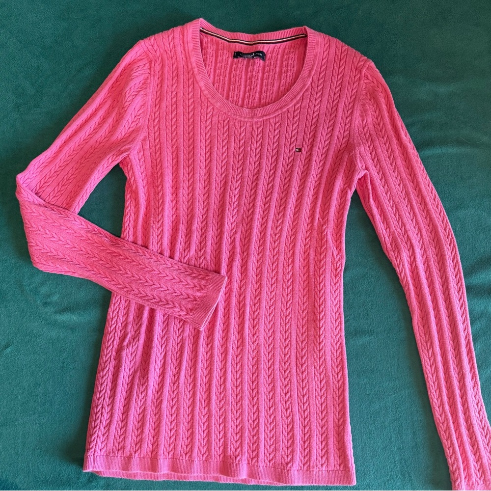 Tommy Hilfiger Vibrant Pink Cable Knit Sweater